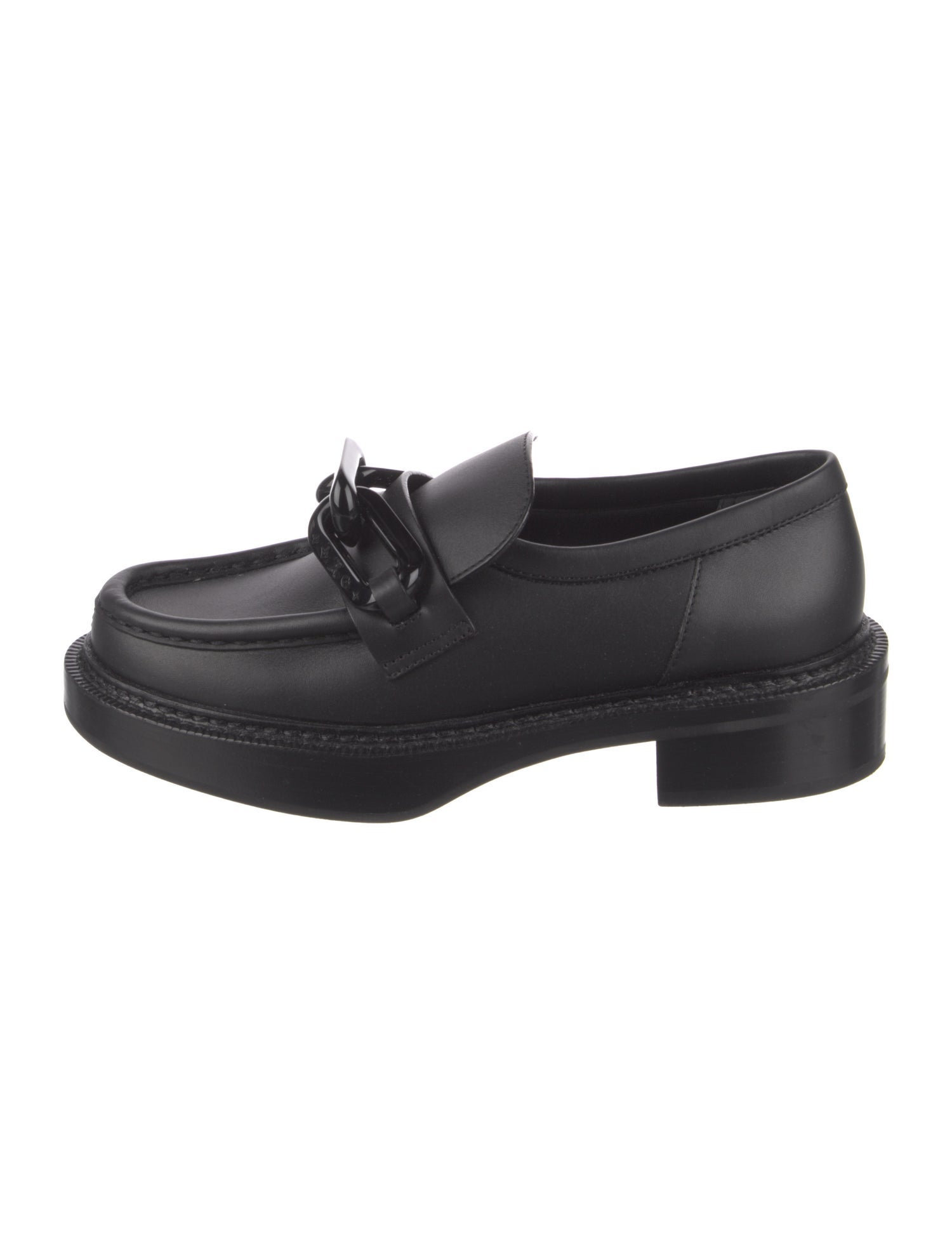 Louis Vuitton Leather Chain-Link Accents Loafers