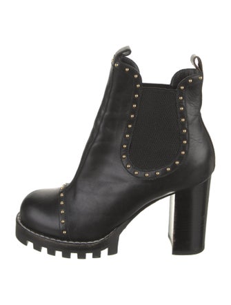 Louis Vuitton Leather Studded Accents Chelsea Boots