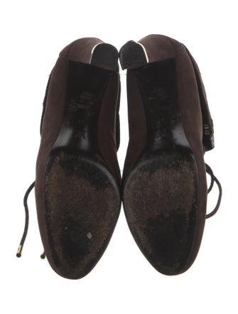Louis Vuitton Monogram Idylle Pattern Suede Lace-Up Boots