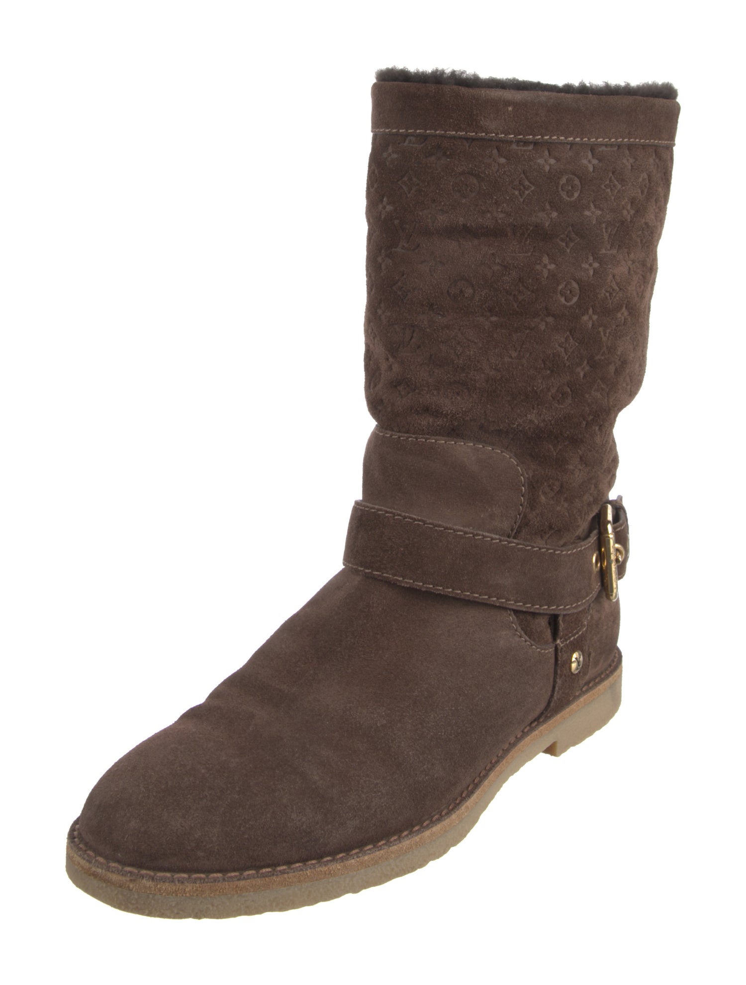 Louis Vuitton LV Monogram Suede Moto Boots