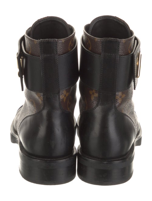 Louis Vuitton LV Monogram Leather Trim Embellishment Combat Boots