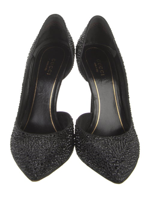 Gucci Suede Crystal Embellishments Pumps