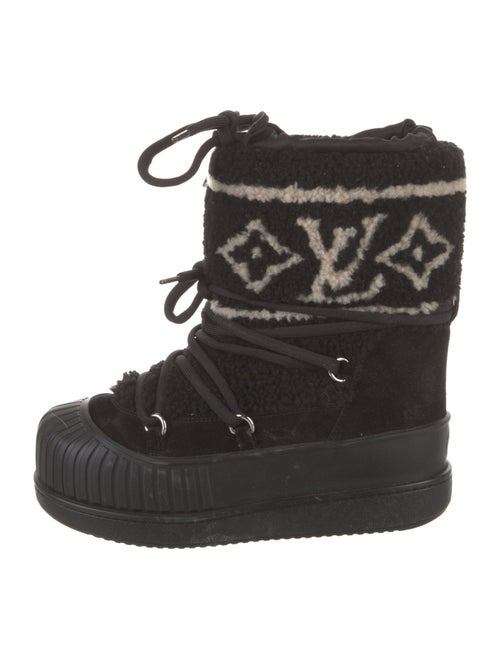 Louis Vuitton Shearling Graphic Print Lace-Up Boots