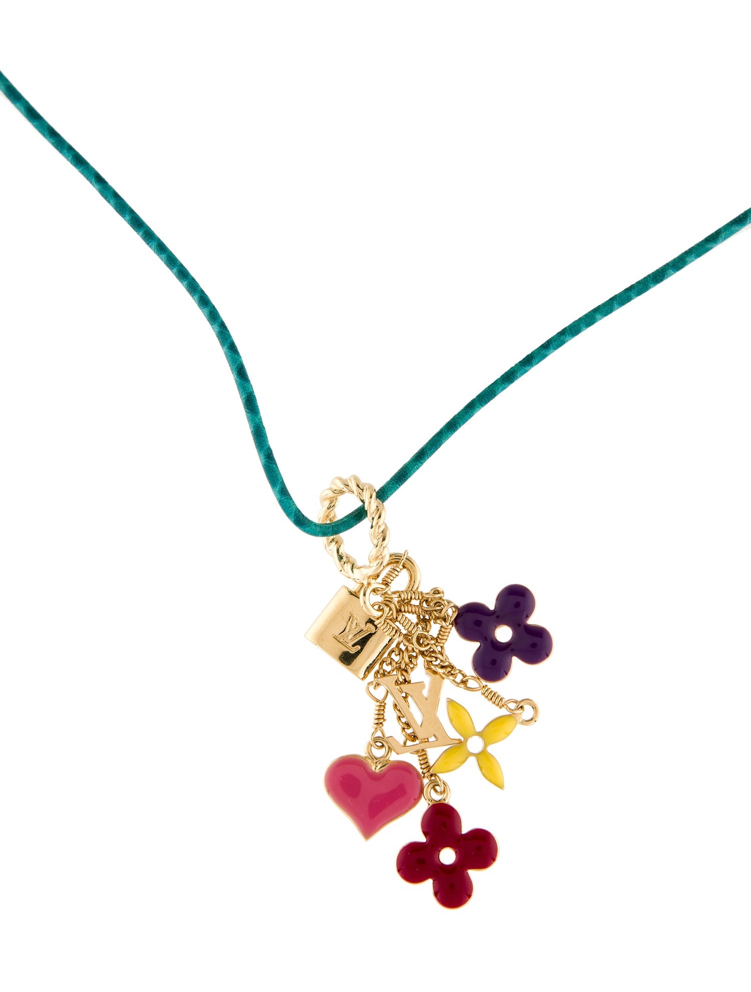 Louis Vuitton Sweet Monogram Necklace Green Brass Lariat Necklaces