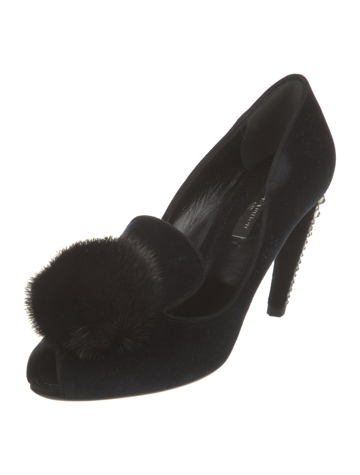 Louis Vuitton Velvet Crystal Embellishments Pumps