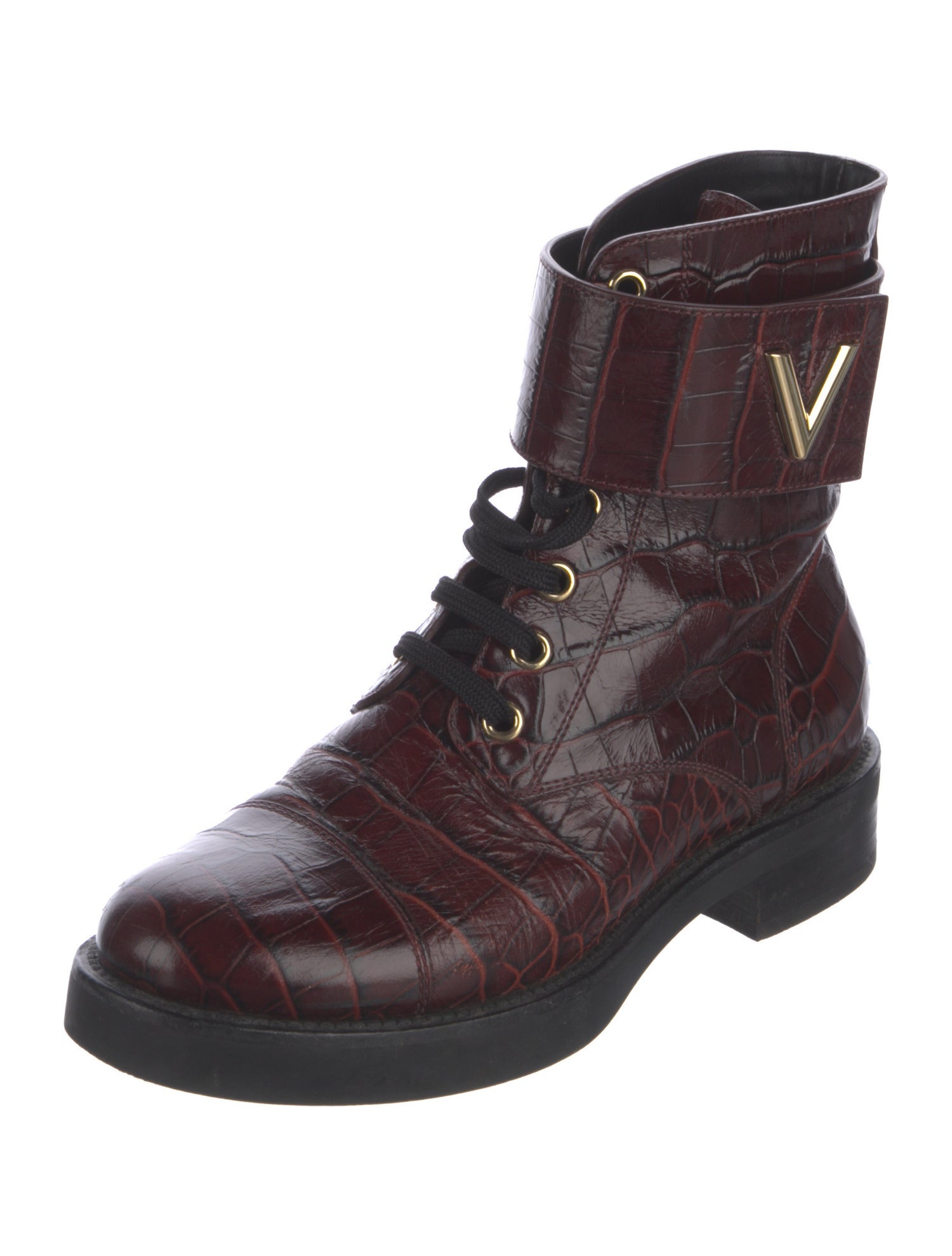 Louis Vuitton Embossed Leather Combat Boots