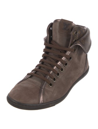 Louis Vuitton Monogram Pattern Leather Lace-Up Boots
