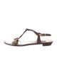 Louis Vuitton Leather Floral Print T-Strap Sandals