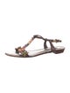 Louis Vuitton Leather Floral Print T-Strap Sandals