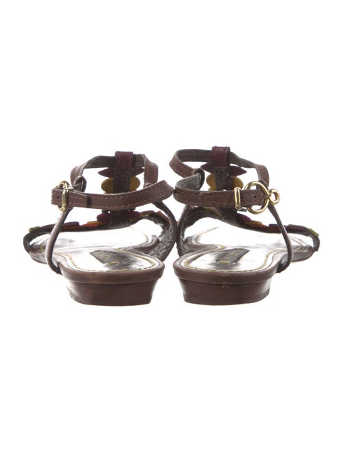 Louis Vuitton Leather Floral Print T-Strap Sandals