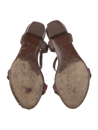 Louis Vuitton Leather Floral Print T-Strap Sandals