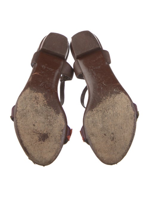 Louis Vuitton Leather Floral Print T-Strap Sandals