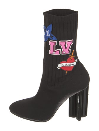 Louis Vuitton Graphic Print Embroidered Accent Sock Boots
