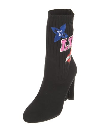 Louis Vuitton Graphic Print Embroidered Accent Sock Boots