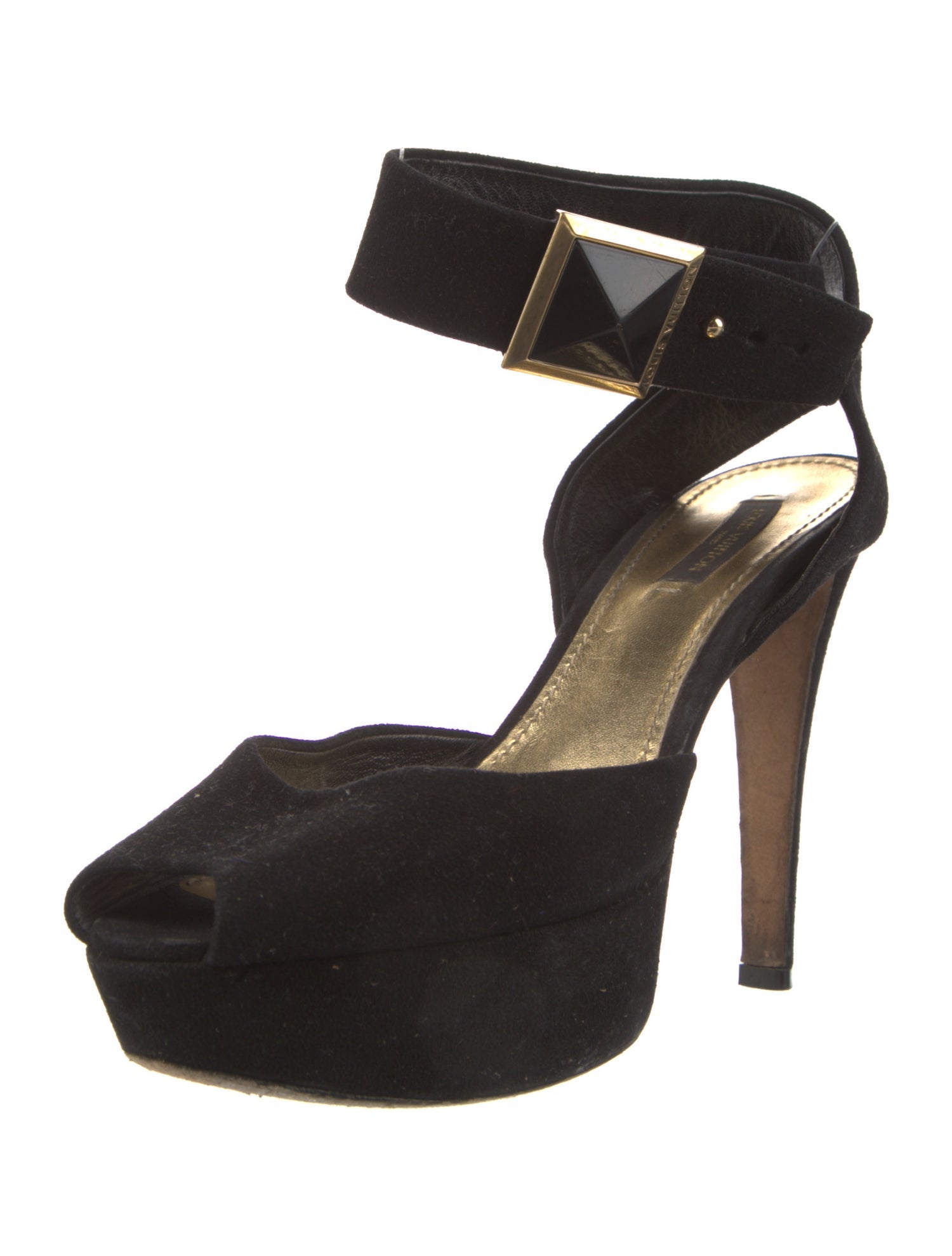 Louis Vuitton Suede Studded Accents Sandals