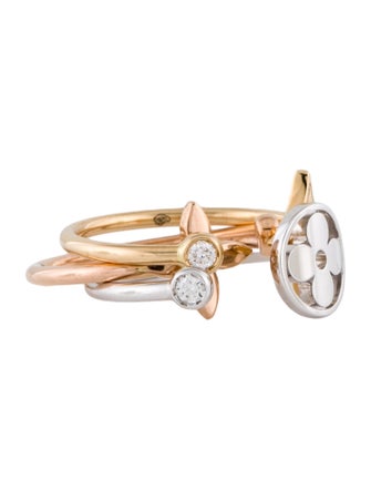 Louis Vuitton 18K Diamond Idylle Blossom Band Ring Set
