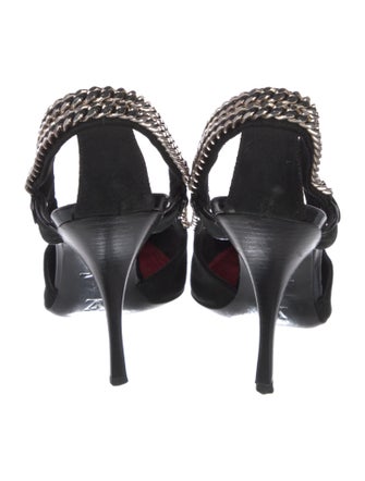 Louis Vuitton Suede Chain-Link Accents Slingback Pumps