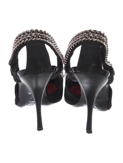 Louis Vuitton Suede Chain-Link Accents Slingback Pumps