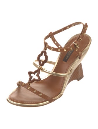 Louis Vuitton Leather Eyelet Trim Sandals