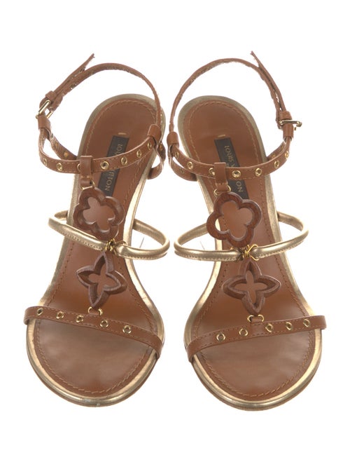 Louis Vuitton Leather Eyelet Trim Sandals