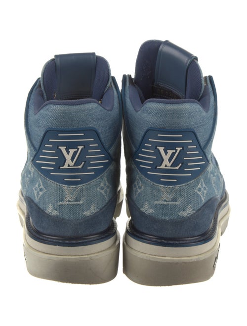 Louis Vuitton Monogram Pattern Denim Lace-Up Boots