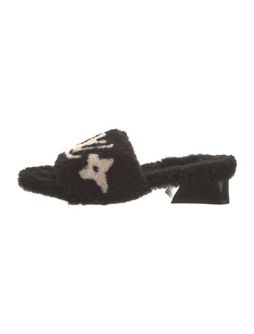 Louis Vuitton Shearling Graphic Print Slides