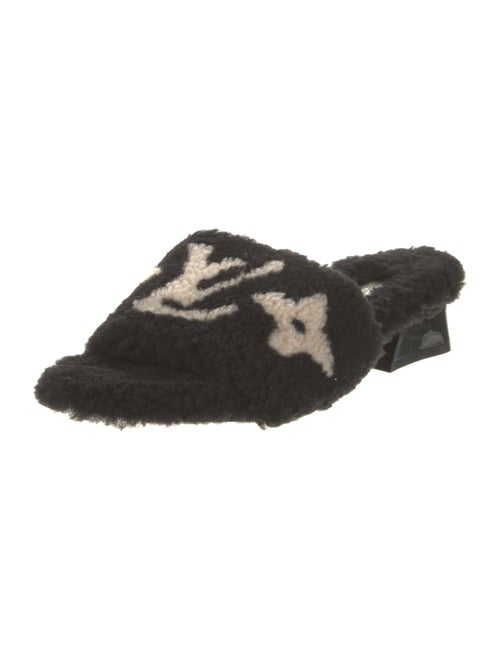 Louis Vuitton Shearling Graphic Print Slides