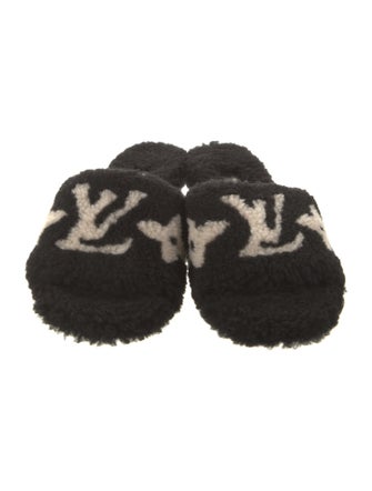 Louis Vuitton Shearling Graphic Print Slides