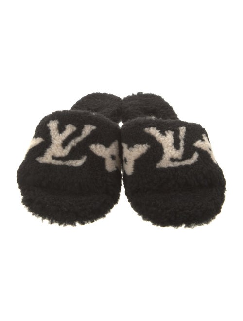 Louis Vuitton Shearling Graphic Print Slides