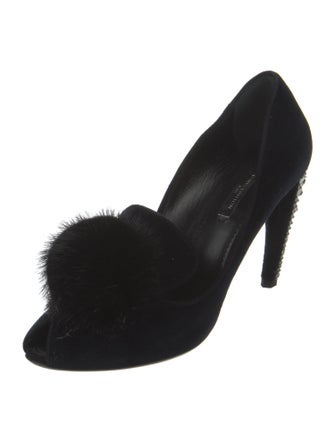 Louis Vuitton Velvet Fur Trim Pumps