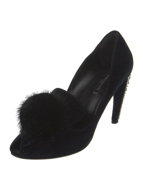 Louis Vuitton Velvet Fur Trim Pumps