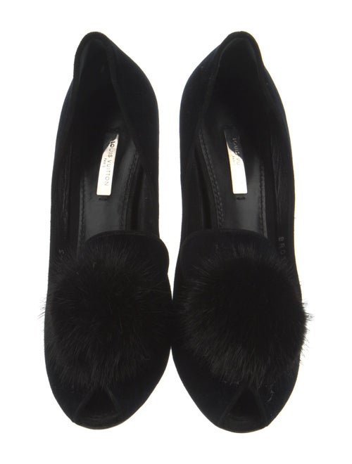 Louis Vuitton Velvet Fur Trim Pumps
