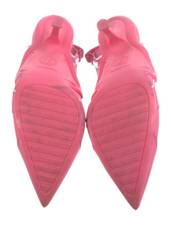 Louis Vuitton Leather Mesh Accents Slingback Pumps