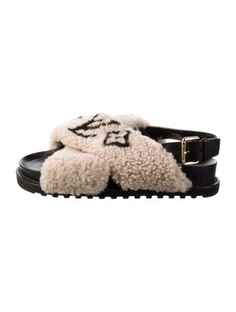 Louis Vuitton LV Monogram Shearling Slides