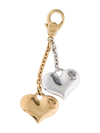 Louis Vuitton 18K Two-Tone Double Heart Charm Pendant