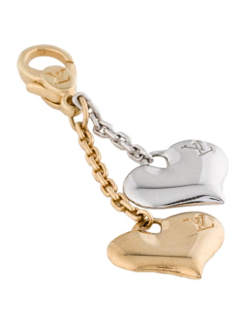 Louis Vuitton 18K Two-Tone Double Heart Charm Pendant