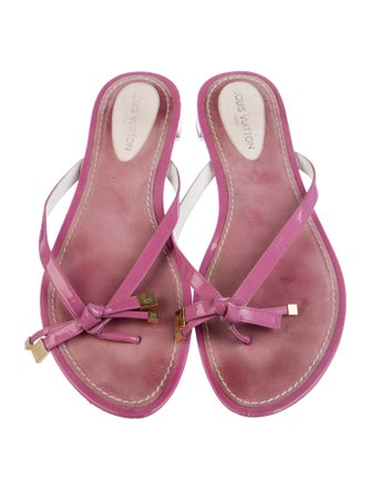 Louis Vuitton Patent Leather Bow Accents Slides