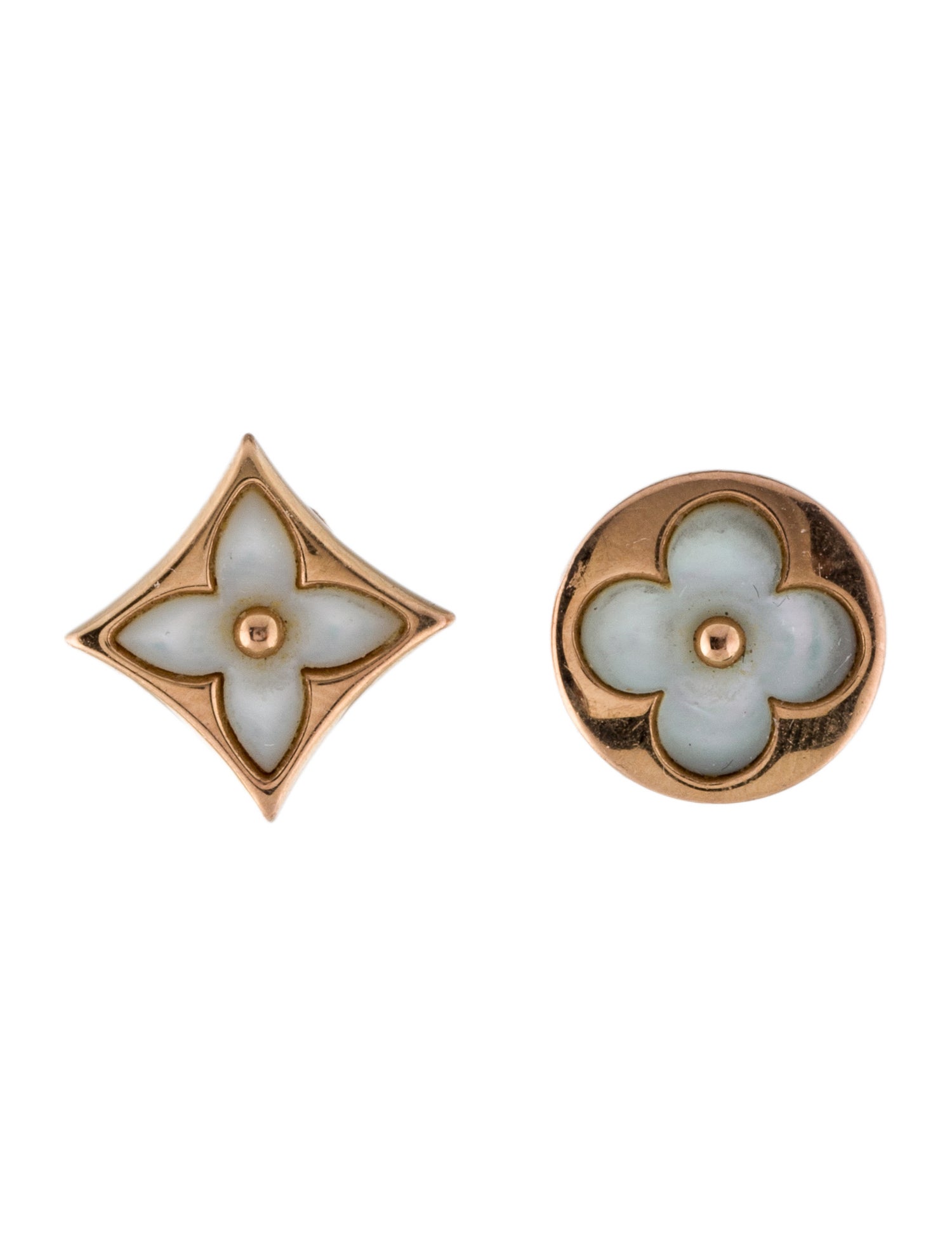 Louis Vuitton 18K Mother of Pearl Color Blossom Stud Earrings