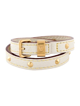 Louis Vuitton Leather Suhali Studded Double Wrap Bracelet