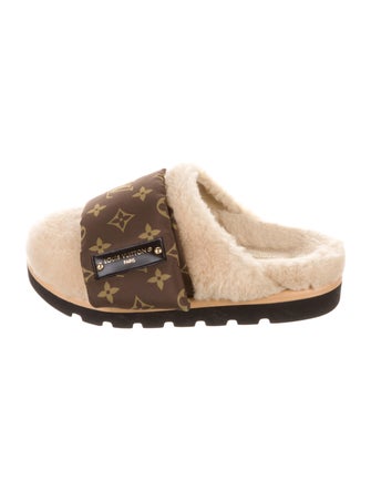 Louis Vuitton LV Monogram Shearling Slides