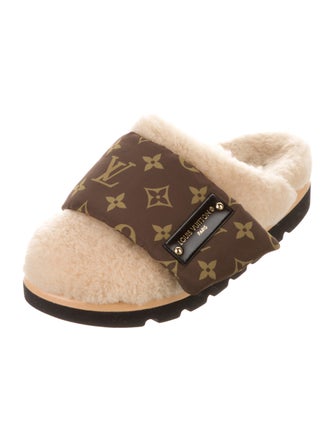 Louis Vuitton LV Monogram Shearling Slides