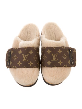 Louis Vuitton LV Monogram Shearling Slides