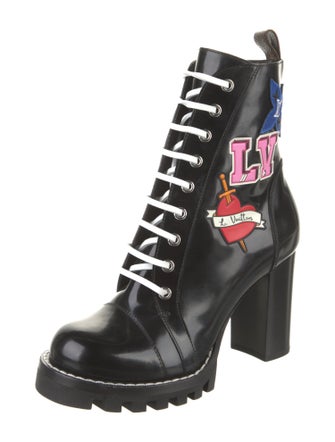 Louis Vuitton Leather Printed Combat Boots