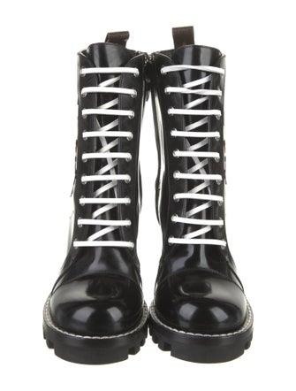 Louis Vuitton Leather Printed Combat Boots