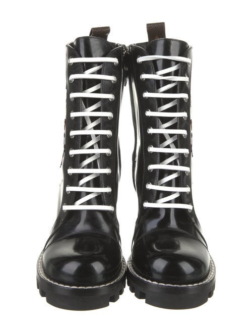 Louis Vuitton Leather Printed Combat Boots