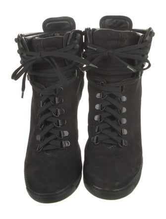 Louis Vuitton LV Monogram Nubuck Lace-Up Boots