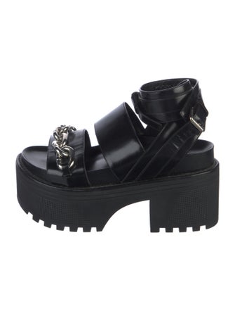 Louis Vuitton Leather Chain-Link Accents Sandals