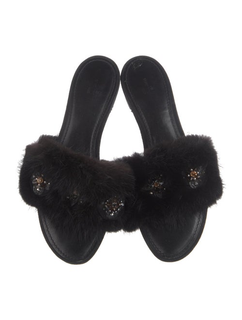 Louis Vuitton Mink Crystal Embellishments Slides