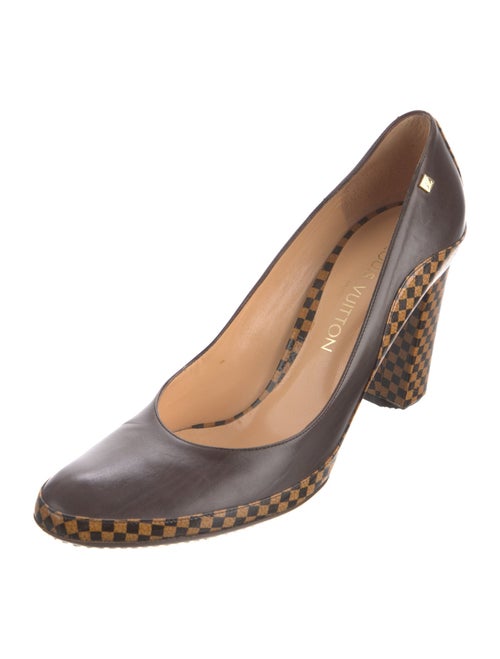 Louis Vuitton Damier Ebene Pattern Leather Pumps