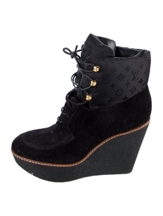 Louis Vuitton LV Monogram Suede Lace-Up Boots